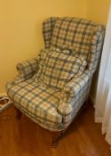 Wingback Plaid Armchair