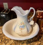 Vintage Ceramic Pitcher and Wash Basin