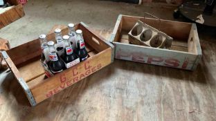 Vintage Wooden Soda Crates with Metal Bottle Holder