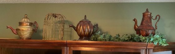Decorative Metal Teapots and Birdcage