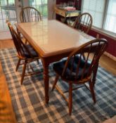 Wooden Dining Table with Tiled Top and 4 Chairs