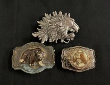 3 Decorative Belt Buckles
