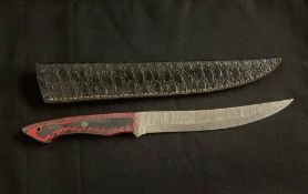 Fixed Blade Hunting Knife with Leather Sheath