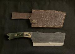 Handcrafted Cleaver-Style Fixed Blade Knife with Sheath