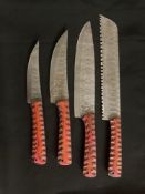 Four Piece Hand-Forged Carbon Steel Kitchen Knife Set