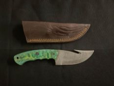 Curved Fixed-Blade Knife with Leather Sheath