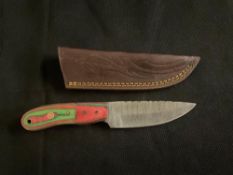 Fixed Blade Hunting Knife with Leather Sheath