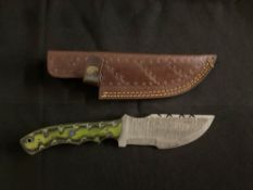 Custom-Style Fixed-Blade Knife with Leather Sheath