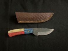 Fixed-Blade Knife with Leather Sheath