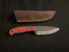 Fixed Blade Hunting Knife with Leather Sheath