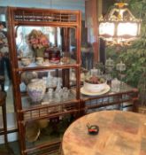 Vintage Bent Rattan and Bamboo Etagere