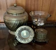 Vintage Ginger Jar with Decorative Metal Decor Items