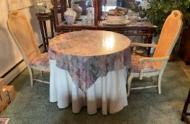 Small Round Dining Table with 2 Cane-Back Chairs