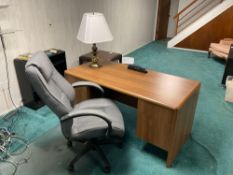 Executive Office Desk with Chair and Table Lamp
