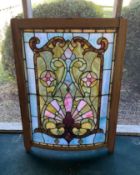 Vintage Curved Stained Glass Window Panel