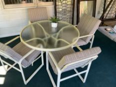 Round Glass Patio Table with 4 Chairs