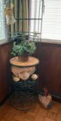 Decorative Items including Wooden Rooster