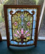 Vintage Curved Stained Glass Window Panel