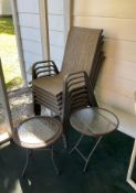 Set of 6 Patio Chairs with 2 Patio End Tables