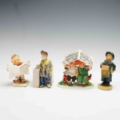 4pc Ceramic Newspaper Children Figurines