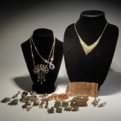 Assorted Silver-Tone and Gold-Tone Rhinestone Costume Jewelry Collection