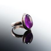 Oval Amethyst Cabochon Sterling Silver Ring