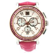 Franck Dubarry Ladies Crazy Colors Chronograph with Pink Gemstone Bezel