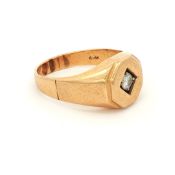 14K Yellow Gold Diamond Signet Ring