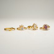 4pc Gold-Tone Rhinestone Fashion Rings