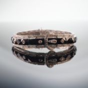 16K White Gold, Diamond & Onyx Art Deco Buckle Style Bracelet