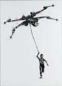 European Bob, Hand Cut Stencil & Spray Paint on Paper, Signed & Numbered