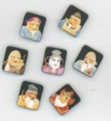 A SET OF DIVISION THREE PORCELAIN PICTORIAL BUTTONS