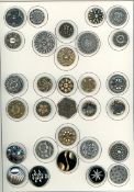 A CARD OF DIVISION 1 & 3 ASSORTED BLACK GLASS BUTTONS