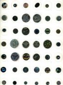 2 CARDS OF DIVISION ONE BLACK GLASS BUTTONS