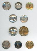 A SMALL CARD OF DIVISION ONE ENGLISH LIVERY BUTTONS