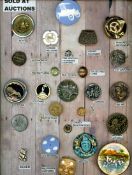 A CARD OF DIVISION 1 & 3 ASSORTED MATERIAL BUTTONS