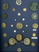 A CARD OF DIVISION 1 & 3 HEADS AND FIGURAL BUTTONS