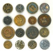 A CARD OF DIVISION ONE METAL PICTURE BUTTONS