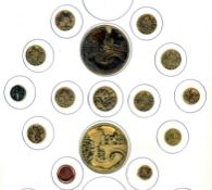 A PARTIAL CARD OF DIVISION ONE ARCHITECTURAL BUTTONS