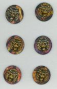 A SET OF DIVISION ONE PICTORIAL SHELL BUTTONS