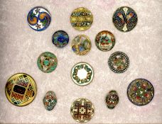 A PARTIAL CARD OF DIVISION ONE ENAMEL BUTTONS