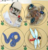 A PARTIAL CARD OF DIVISION THREE GLASS BUTTONS