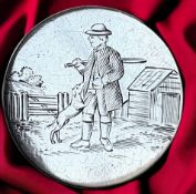 A RARE & WONDERFUL DIVISION ONE ENGRASVED SILVER BUTTON