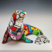 Marcie Ziv (American, 20th century) Paper Mache with Acrylic Seal Sculpture, 1994, Signed
