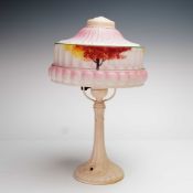 Pittsburgh Lamp, Brass & Glass Co. Table Lamp, 1920s, Hand-Painted Landscape Shade