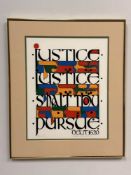 Mordechai Rosenstein (1934-2024), Pursue Justice, Colored Lithograph on Paper, Signed