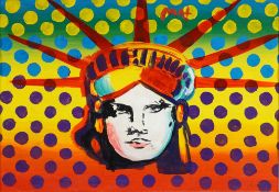 After Peter Max (German-American, b. 1937) Oil on Paper Board, Signed
