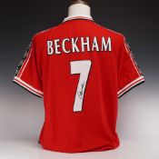 David Beckham Signed Manchester United 1999 Home Jersey with Icons.com COA