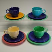 Vintage Homer Laughlin Fiesta Pottery 12-Piece Grouping of Four Trio Sets