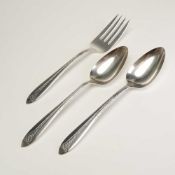 Three National Silver Co. Sterling Silver Flatware Pieces in Margaret Rose Pattern